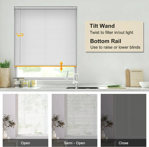 1" Vinyl Horizontal Mini Blinds 36" W x 64" H White T4135