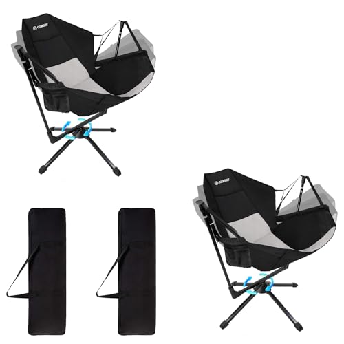 Black Gray Swivel Reclining Camping Chair D36600