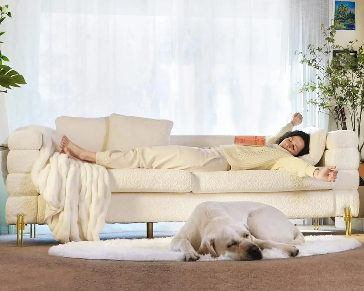 Oversize Bouclé 3 Seater Sofa X92441