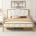 Queen Size Tufted Upholstered Bed Frame with Headboard D59154