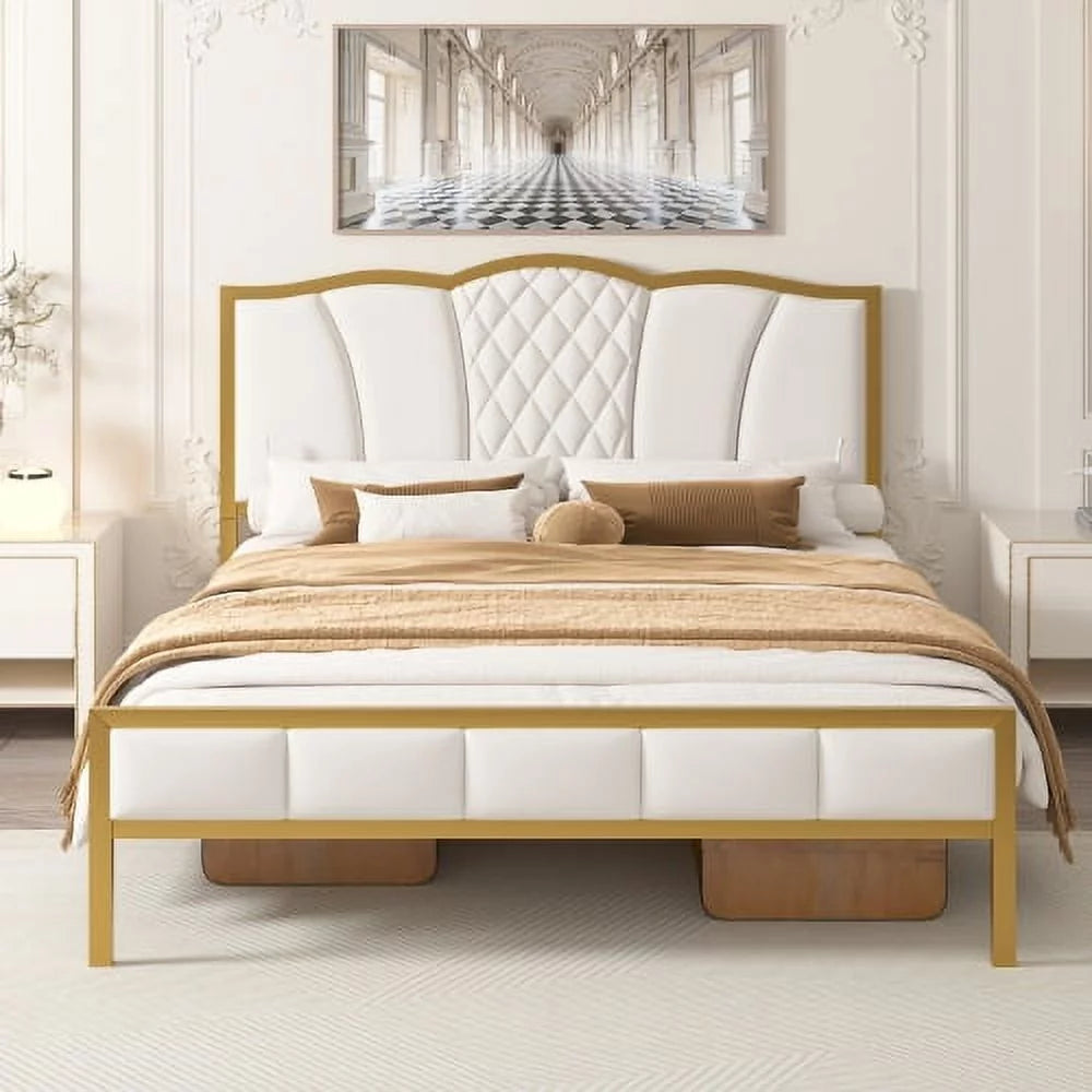 Queen Size Tufted Upholstered Bed Frame with Headboard D59154
