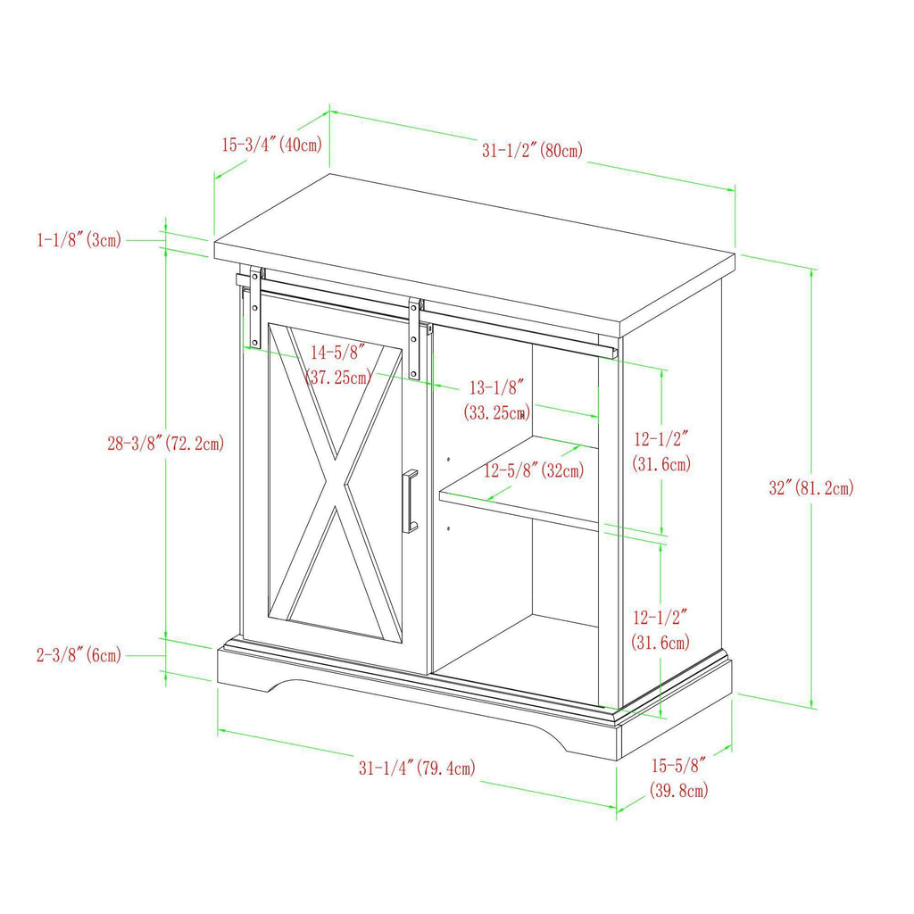 Rustic Farmhouse Accent Cabinet with Sliding Barn Door Gray Wash G274