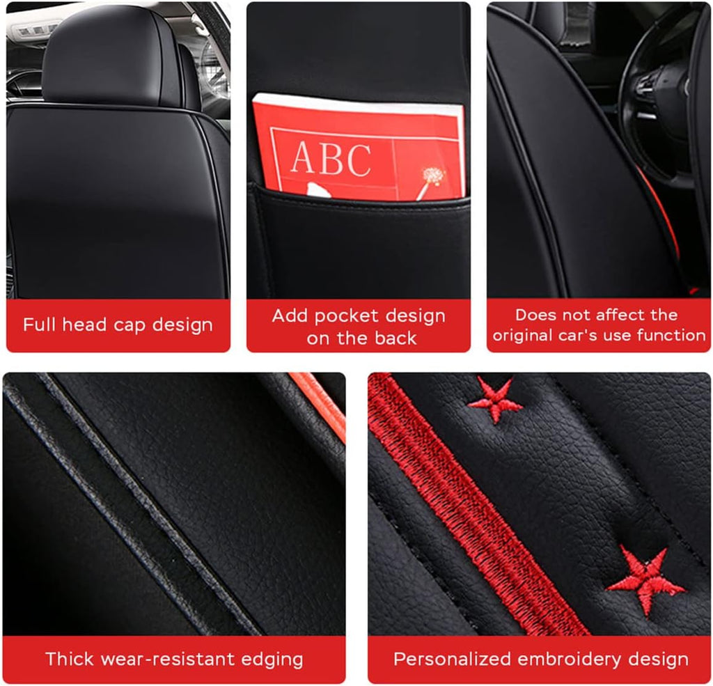 Waterproof PU Leather Car Seat Covers for Front and Rear Seats, Black G8457