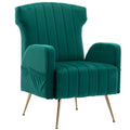 Green Velvet Wingback Accent Chair with Metal Legs W767104