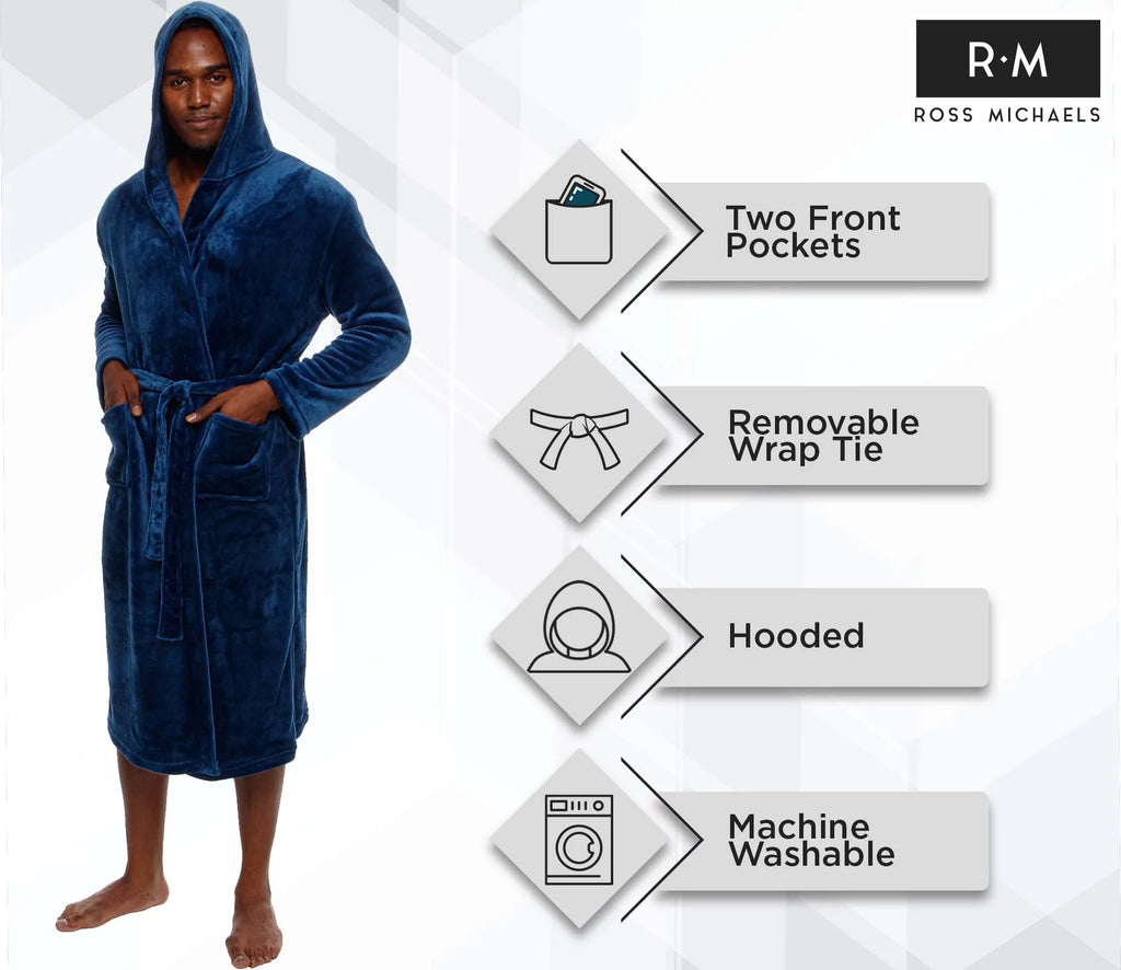 Navy 320 GSM Fleece Hooded Robe P1775