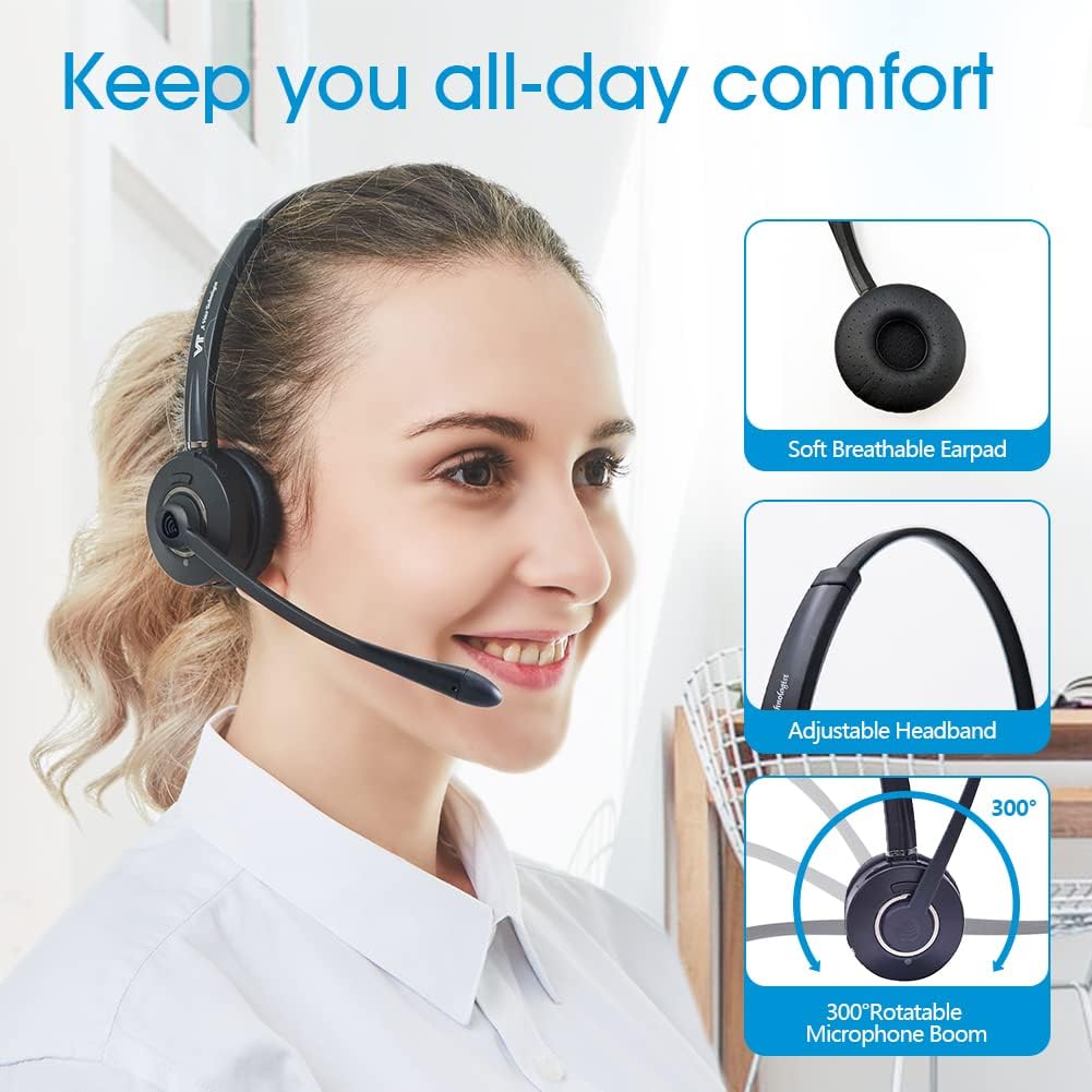Bluetooth Headset with Noise-Cancelling Microphone Wireless Headphone Pack of 2 G224428