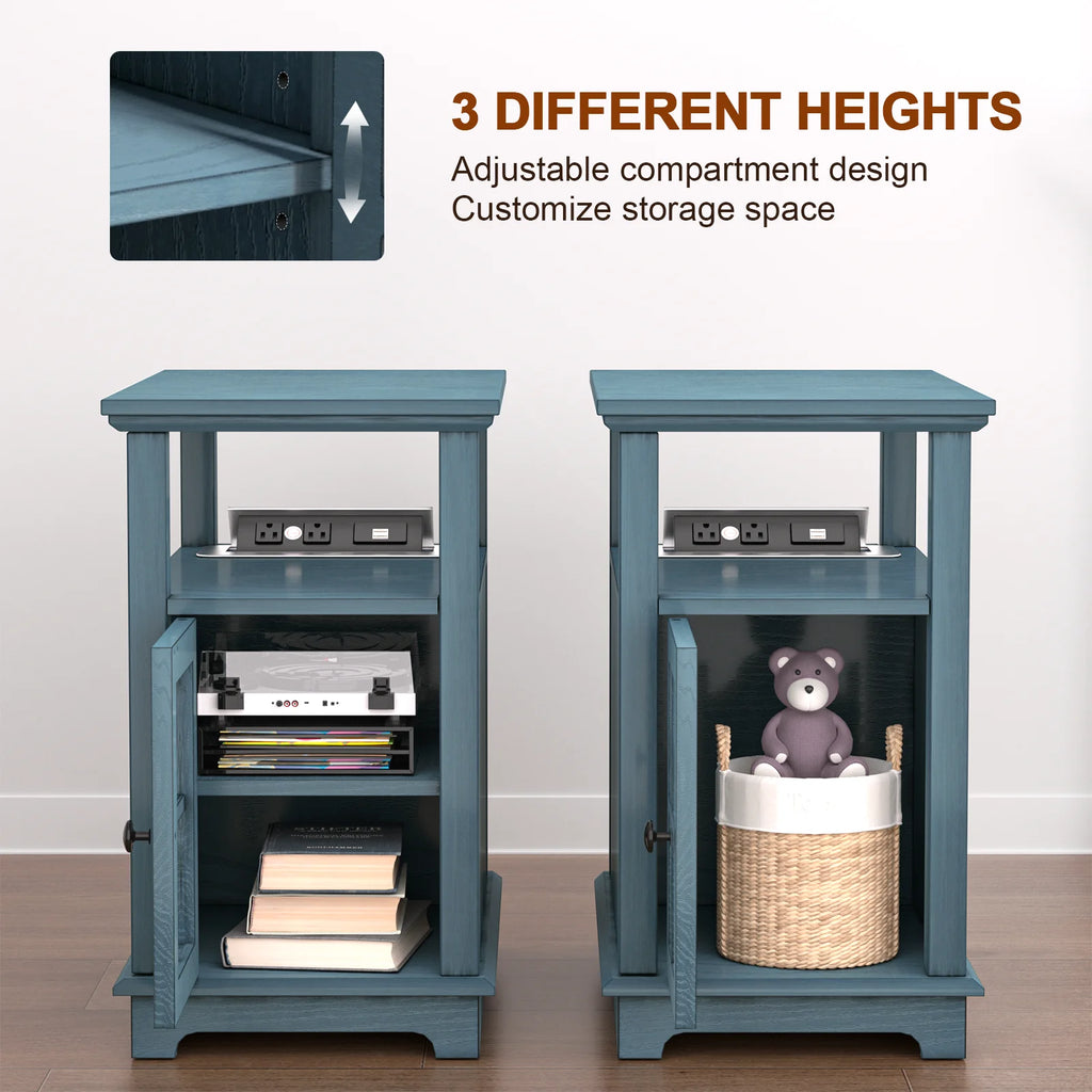 Teal End Table with Storage and Charging Station H730773