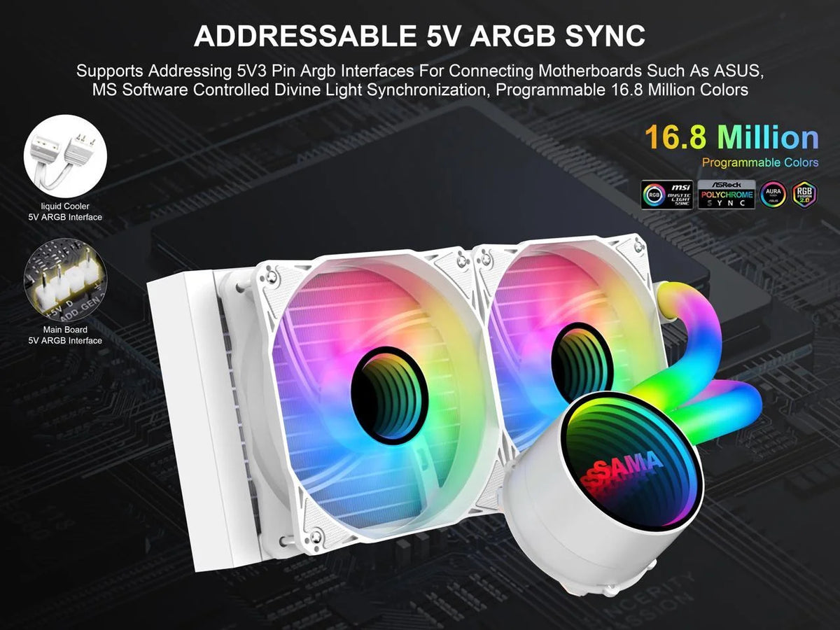 240mm ARGB Liquid Cooler with PWM Fan White D6328