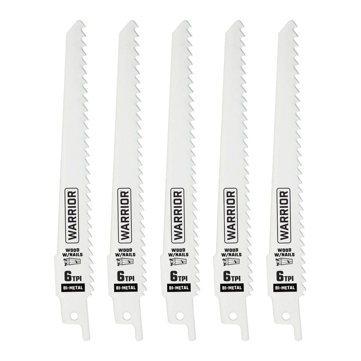 6 in. 6 TPI Bi-metal Reciprocating Saw Blades, 5 Pack X1370