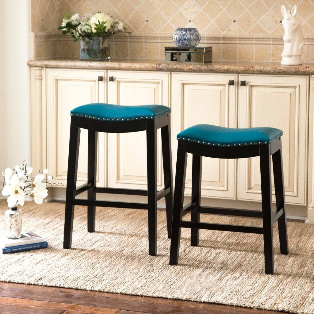 Teal Bonded Leather Counter Stool X148302