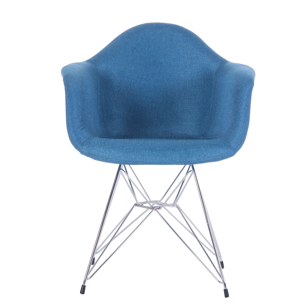 Blue Fabric Upholstered Dining Chairs Set of 2 with Arms O7541