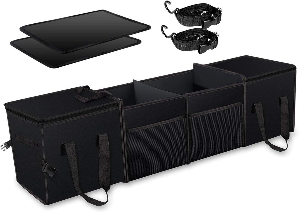 Black Collapsible Car Trunk Organizer with Insulation Cooler Bag T2114