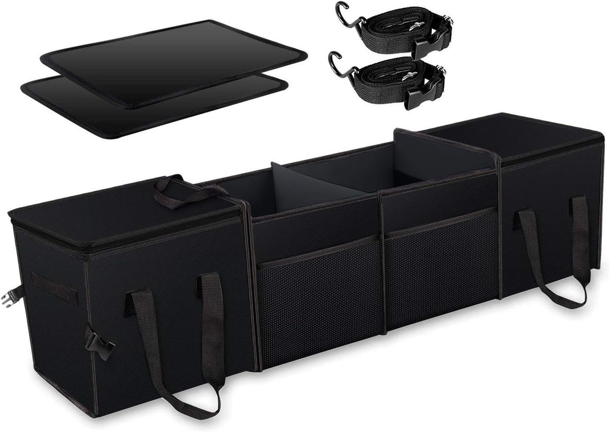 Black Collapsible Car Trunk Organizer with Insulation Cooler Bag T2114
