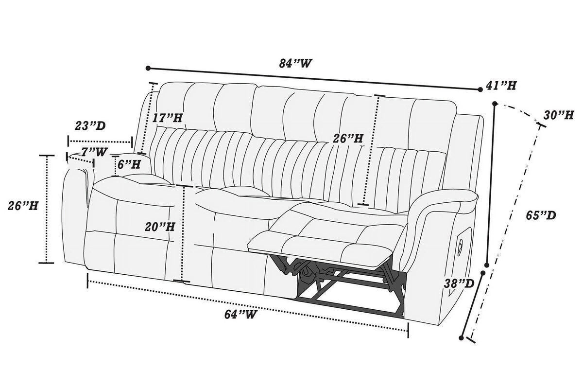Slate Blue Leatherette Power Motion Reclining Sofa Set D79278