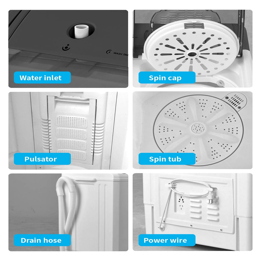 Portable 26Lbs Twin Tub Washing Machine with Gravity Drain Pump Z189
