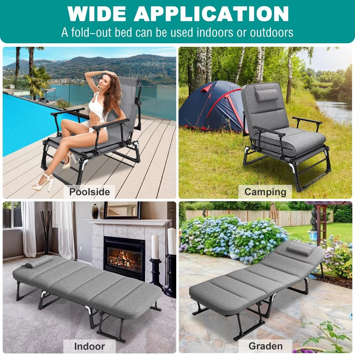 3 in 1 Folding Sofa Bed with Mattress & Pillow G82408