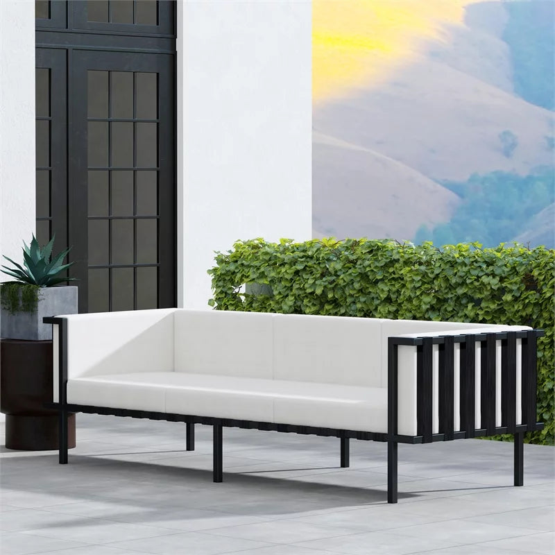 Black and White Outdoor Patio Sofa L40830