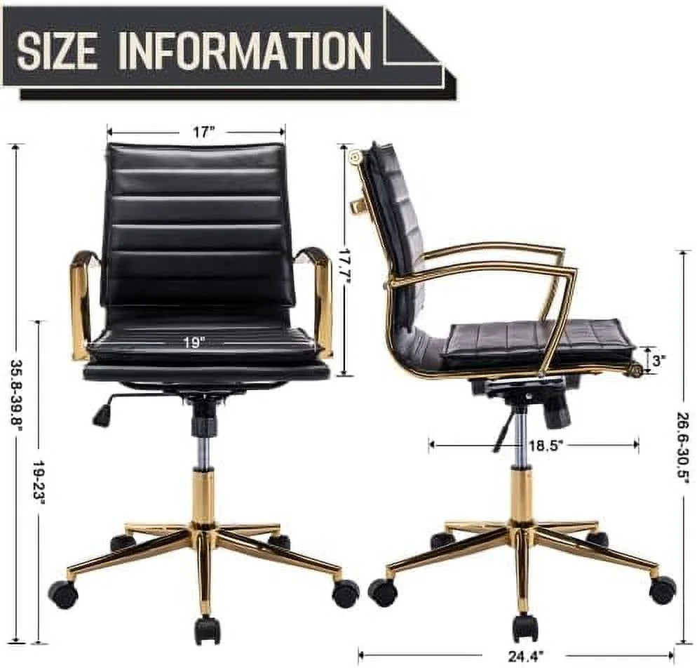 Beige Leather Office Chair with Wheels A64188
