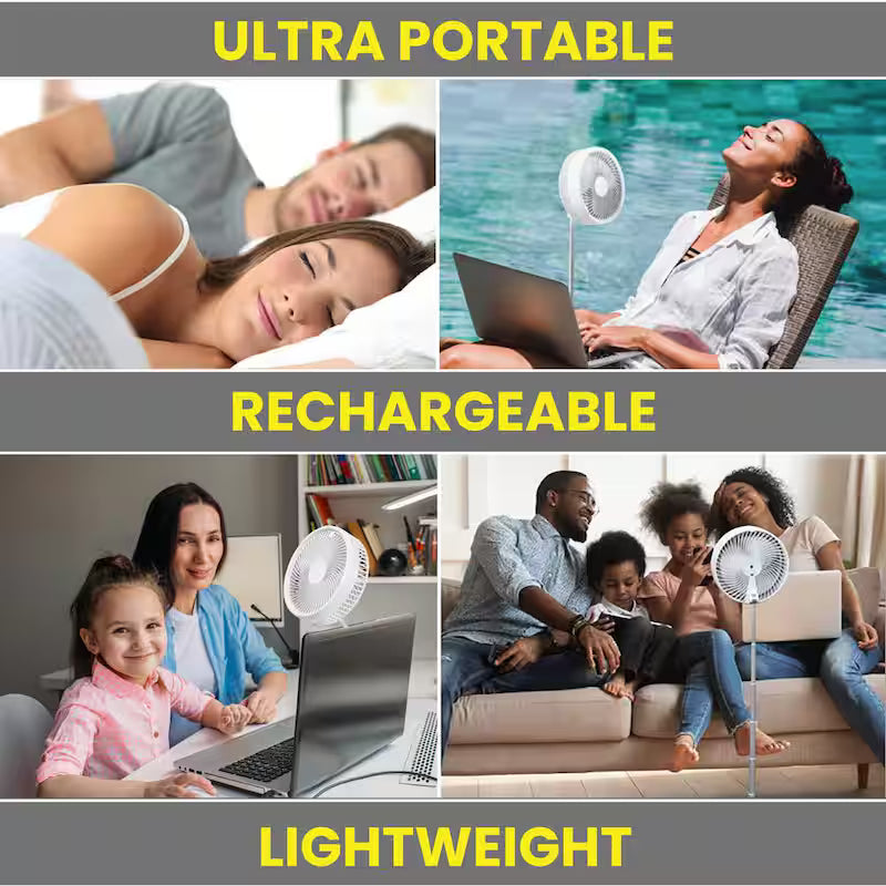 2-in-1 Adjustable-Height 40 in. Portable Rechargeable 3-Modes Pedestal Fan U5951