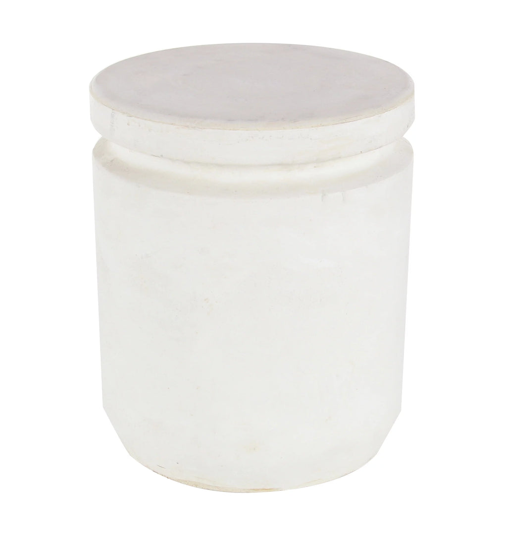 White Industrial Fiber Clay Outdoor Cylindrical Foot Stool A972
