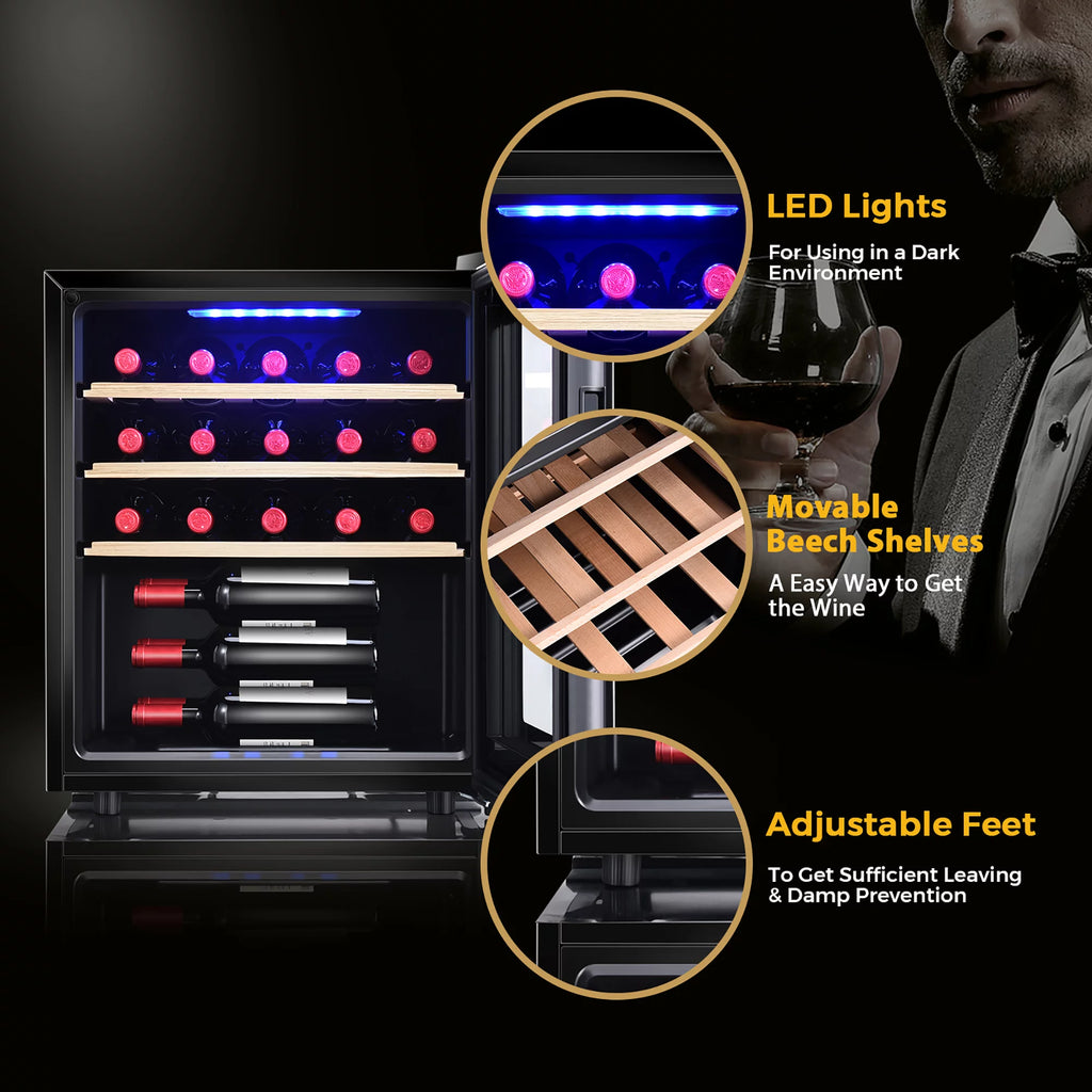 21 Bottle Compressor Wine Cooler Refrigerator Black V539263