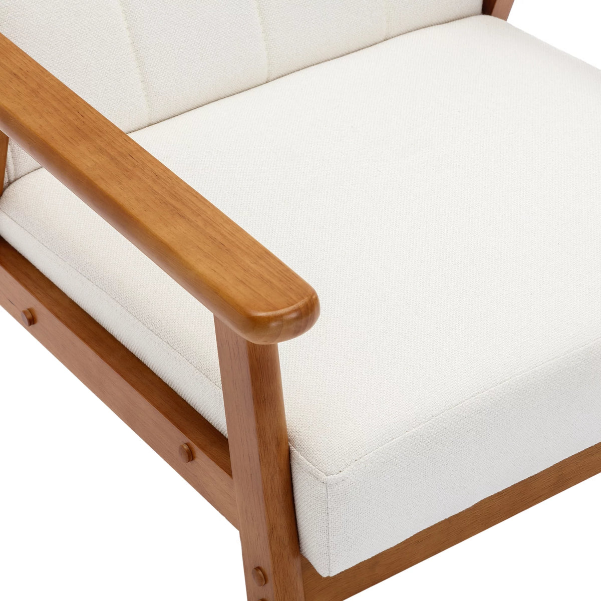 Beige Solid Wood Accent Chair U7684