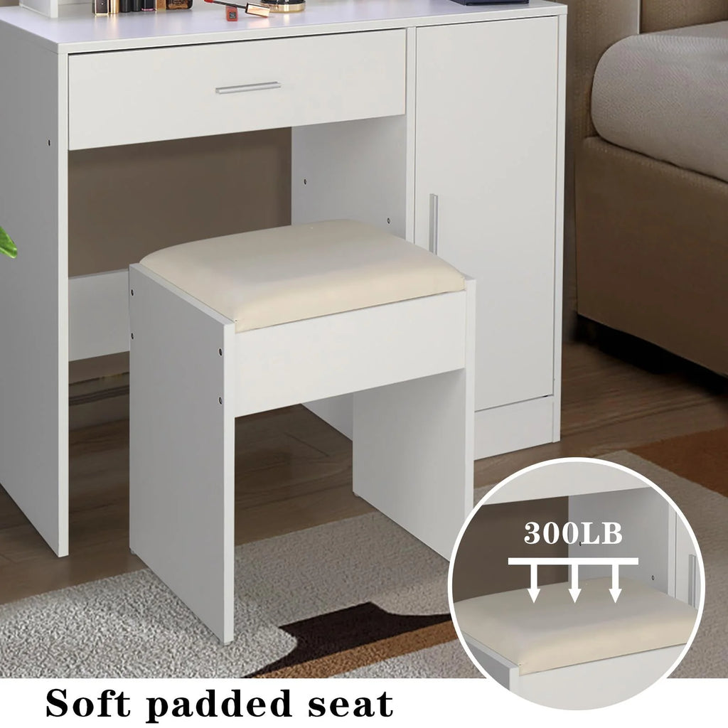 Black Vanity Set with Lighted Mirror and Stool D788
