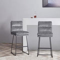 Mid-Century Modern Velvet Barstools Set of 2 F4360