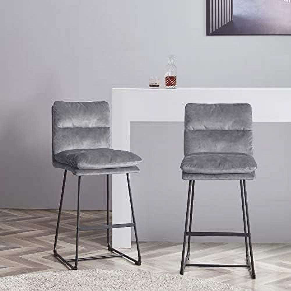 Mid-Century Modern Velvet Barstools Set of 2 F4360
