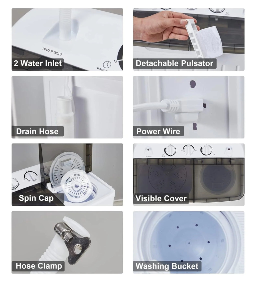 Portable Mini Tub Washer and Dryer Combo 20 lbs Black F85430