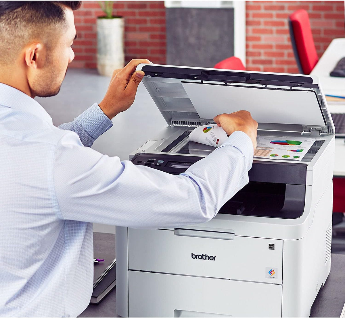 Compact Digital LED Color All-in-One Printer with Flatbed Copy & Scan, Wireless Duplex Printing, 25 ppm, 600x2400 dpi M252