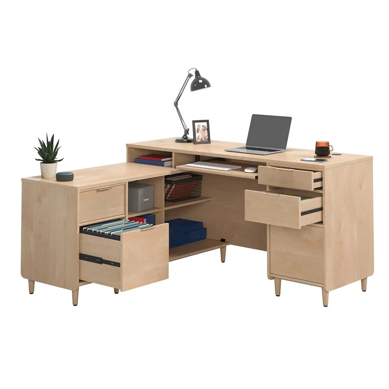 Contemporary L-Shaped Engineered Wood Desk Y457