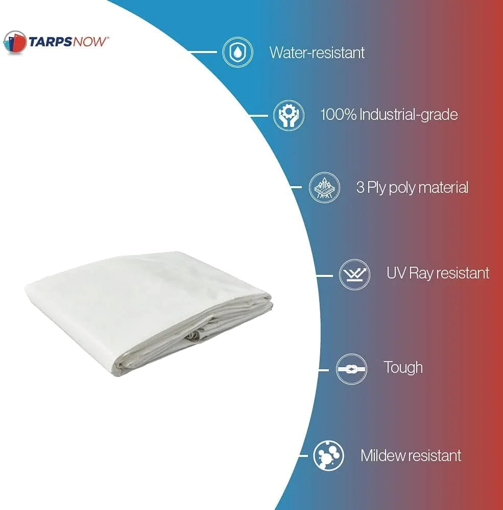 White 12 Mil Waterproof Poly Tarpaulin (6' x 8') K5968