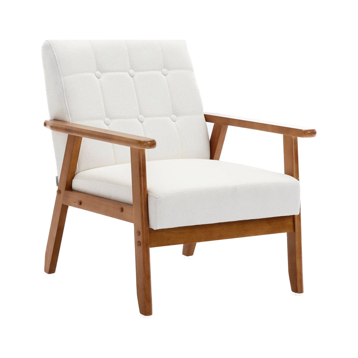 Beige Solid Wood Accent Chair U7684
