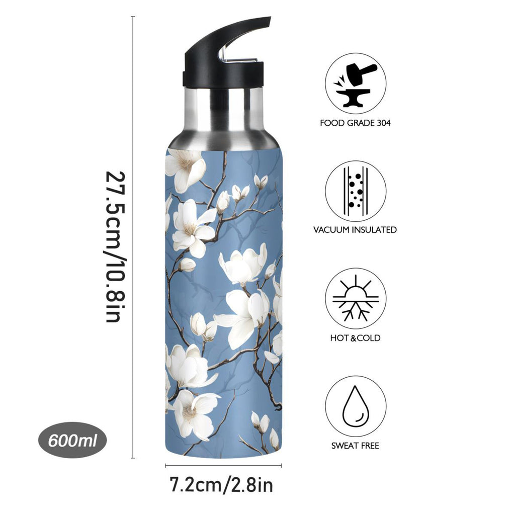 Blue Stainless Steel Insulated Water Bottle with Straw Lid K245535