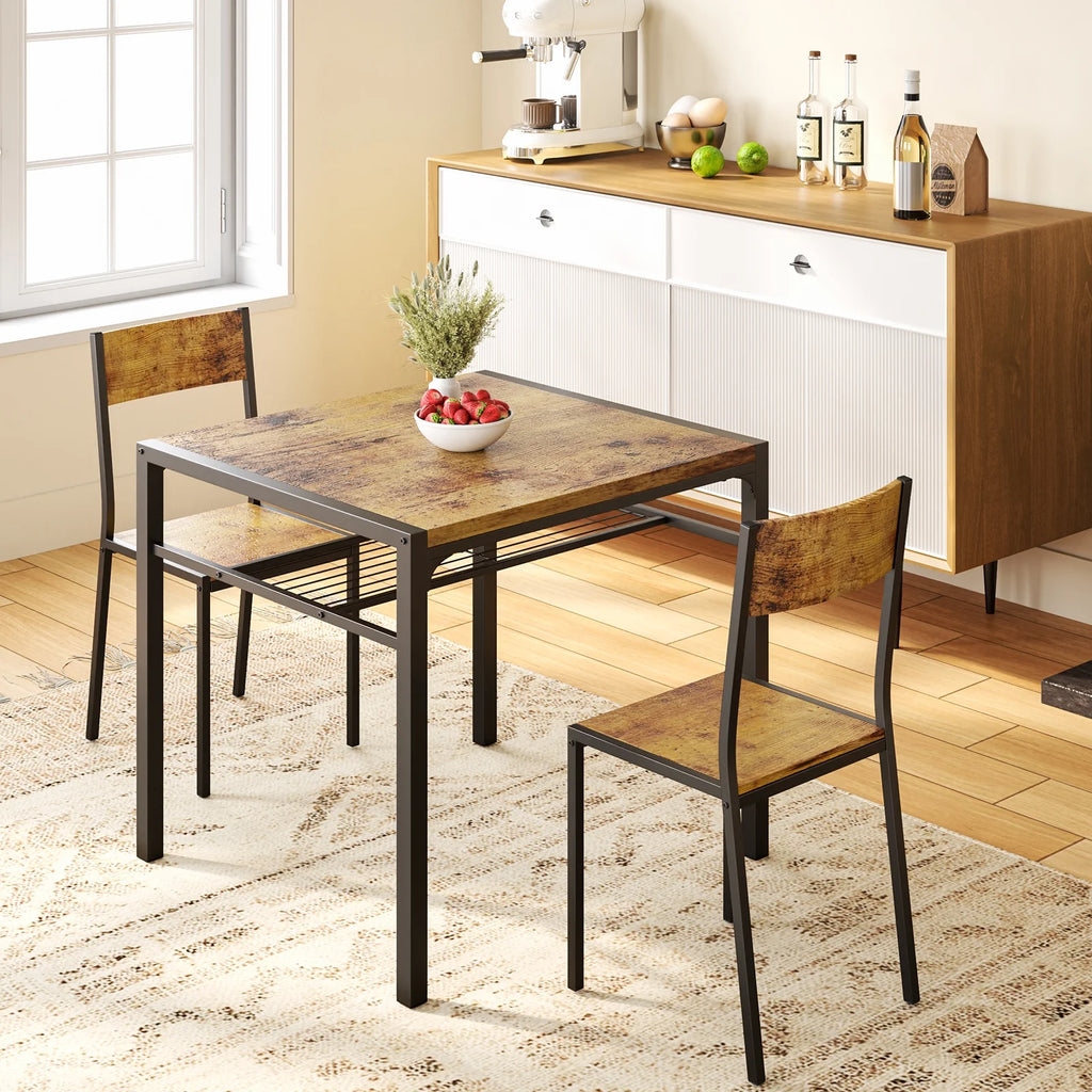 Modern Dining Room Table Set for 2 with Storage Shelf Q80884