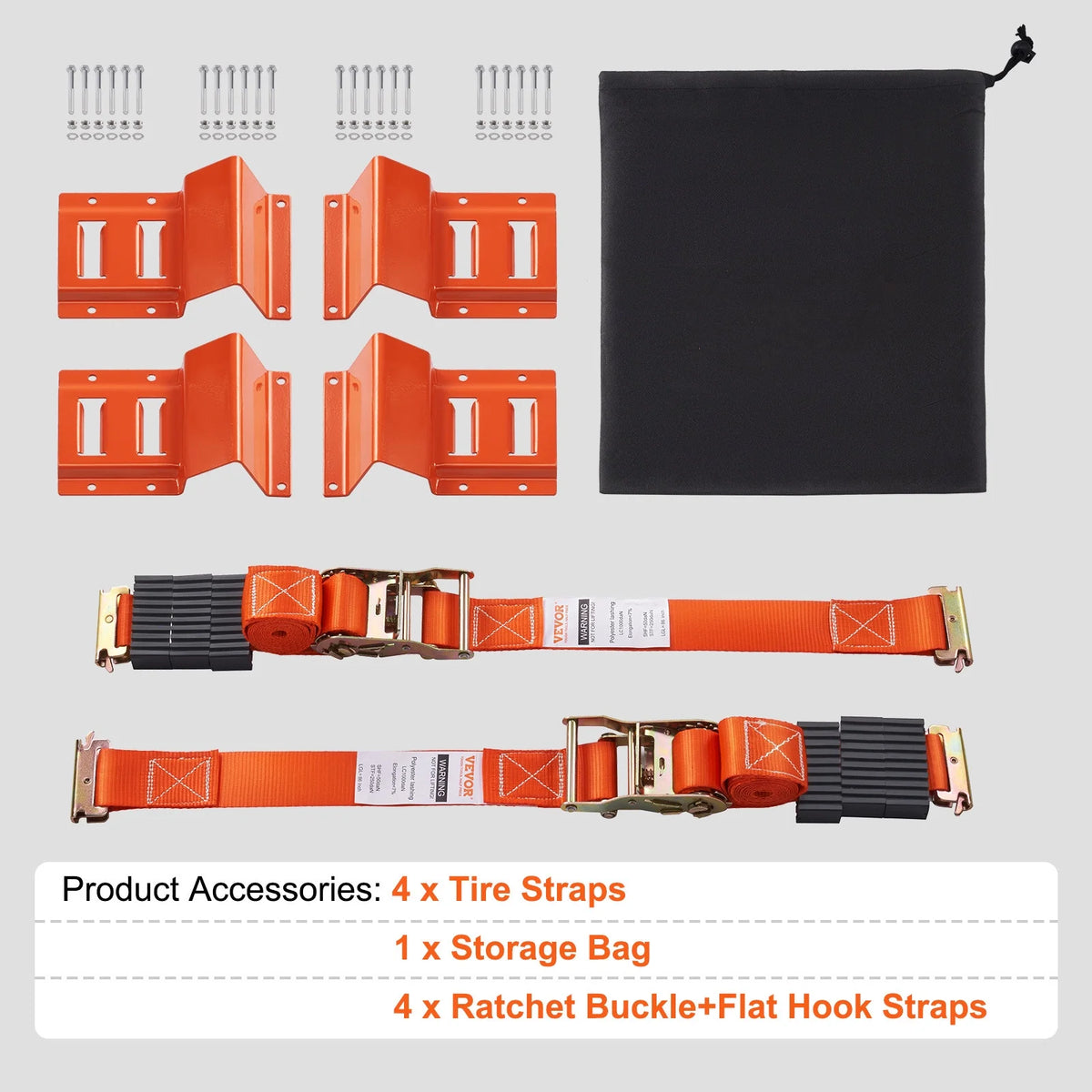 Wheel Chock Tire Down Strap Kit 4-Pack I726063