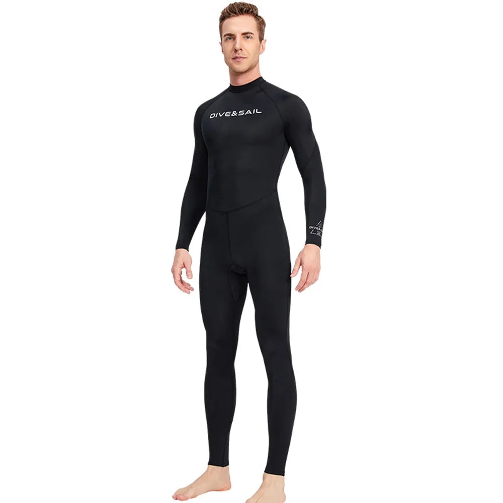 Men One Piece Swimsuit with Back Zipper Quick Dry Long Sleeve Surf Suit E289