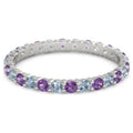 Amethyst Blue Topaz Round Eternity 925 Sterling Silver Stackable Ring C284