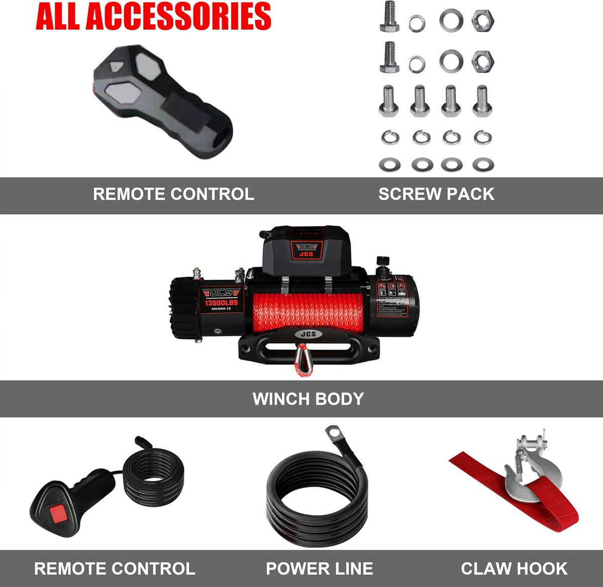 13500 lb Synthetic Electric Winch with Winch Rope K715