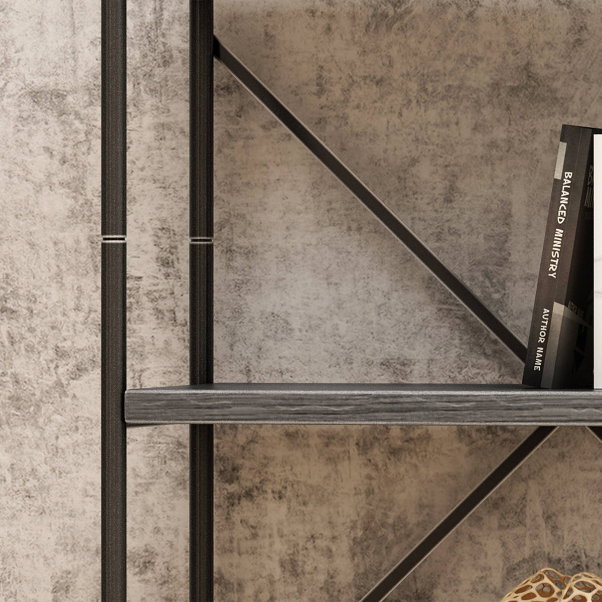 5-Shelf Wood & Metal Etagere Bookcase T376039