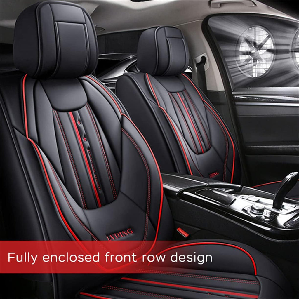 Waterproof PU Leather Car Seat Covers for Front and Rear Seats, Black G8457