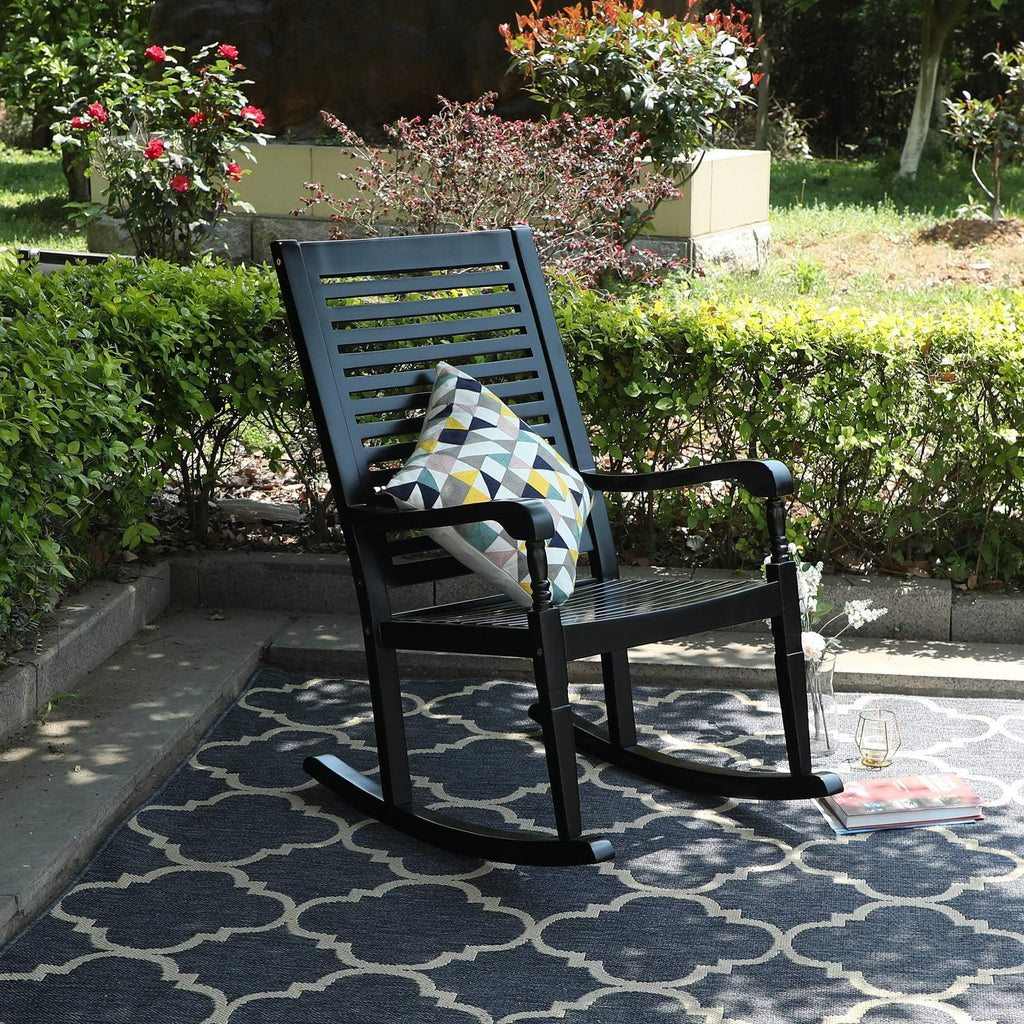 Black Acacia Wood Rocking Chairs Set of 2 M685327