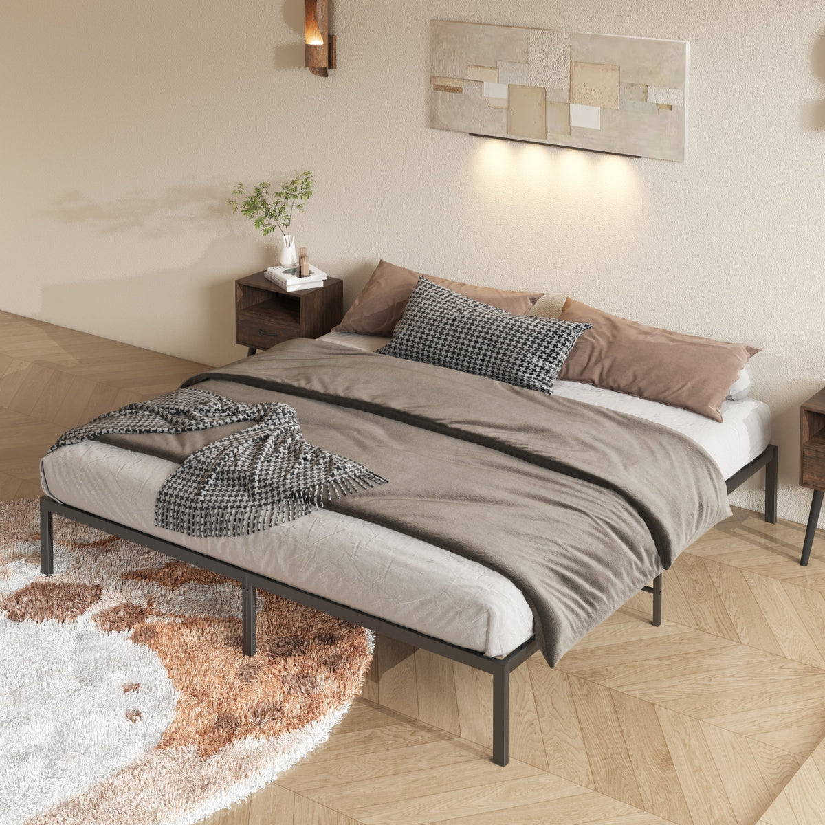 Queen Size Black Metal Platform Bed C565359