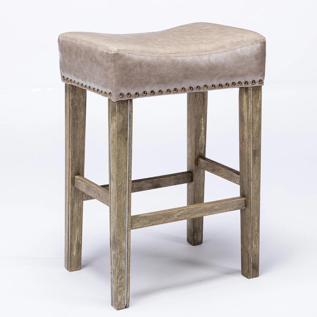 Gray Pu Leather Backless Bar Stools Set of 4 Y69232