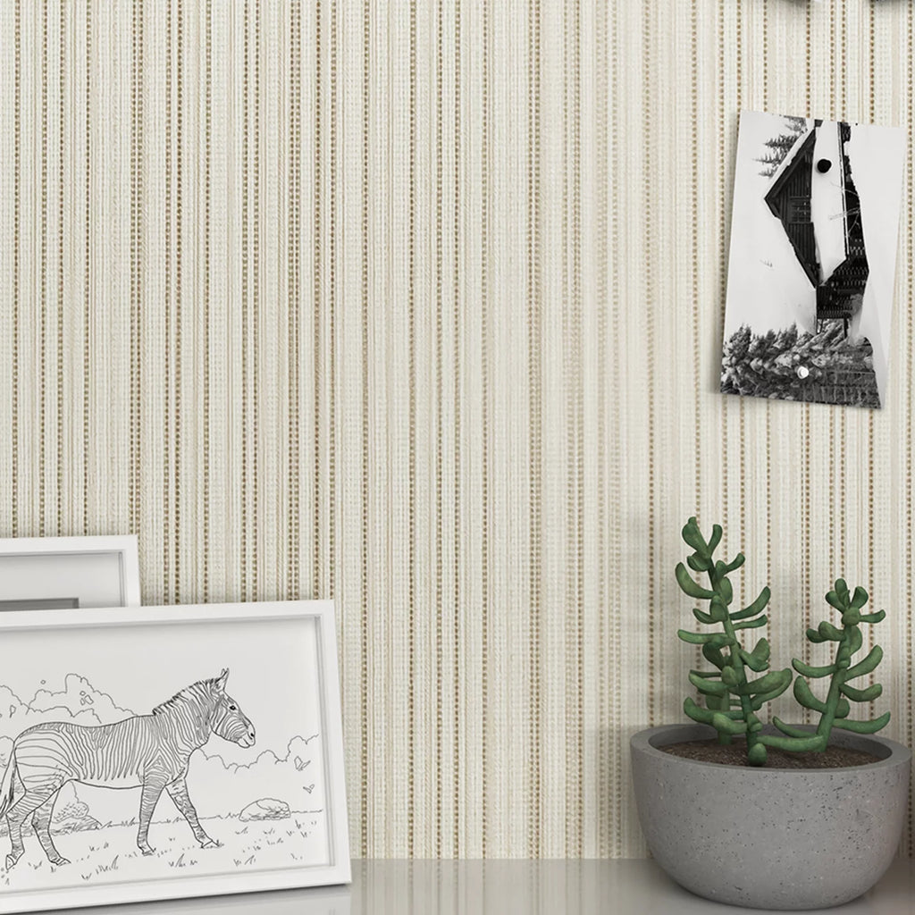 Beige Linen Textured Peel and Stick Wallpaper M208