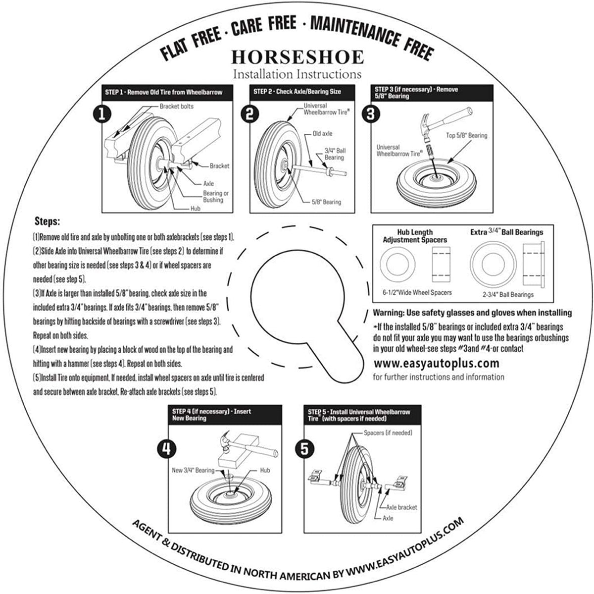 Flat-Free 4.80/4.00-8 Universal Wheelbarrow Cart Wheels with Grease Fitting I14989