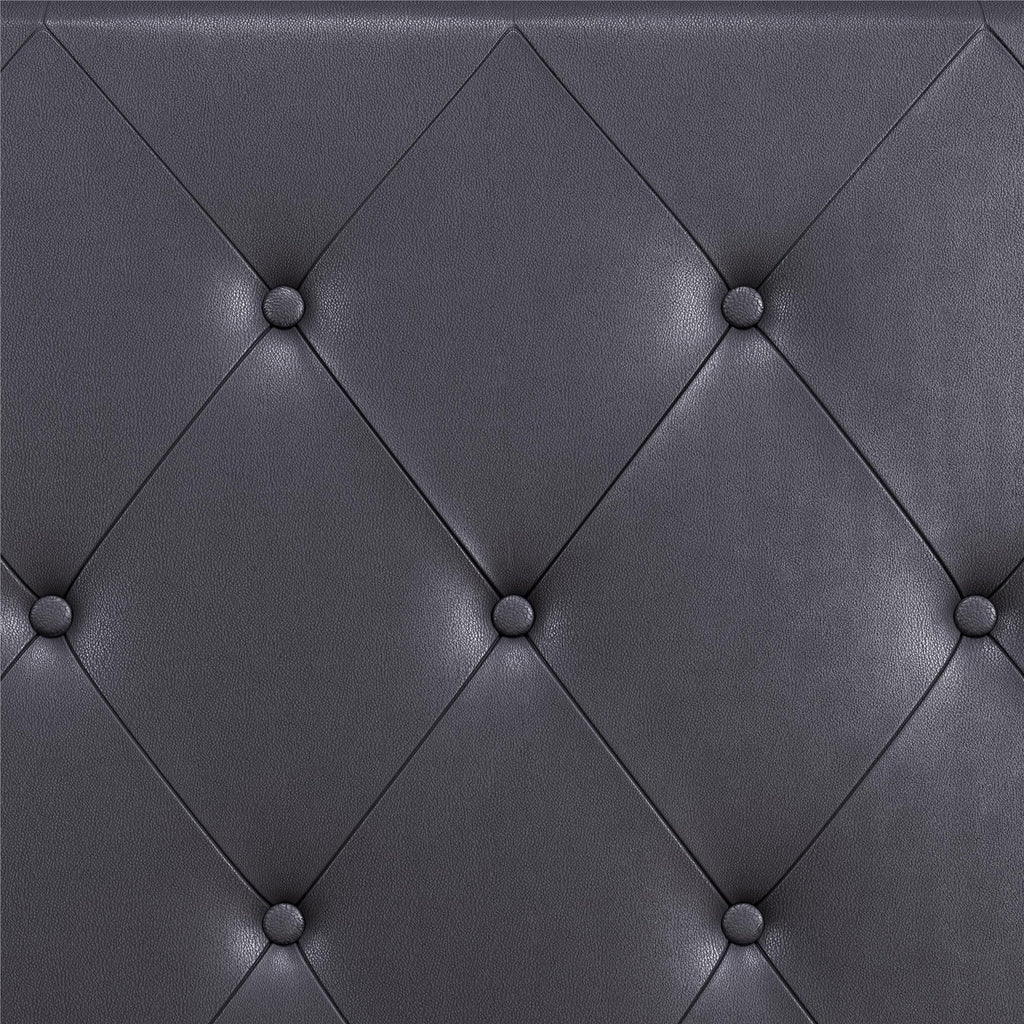 Queen Gray Faux Leather Upholstered Platform Bed N277059