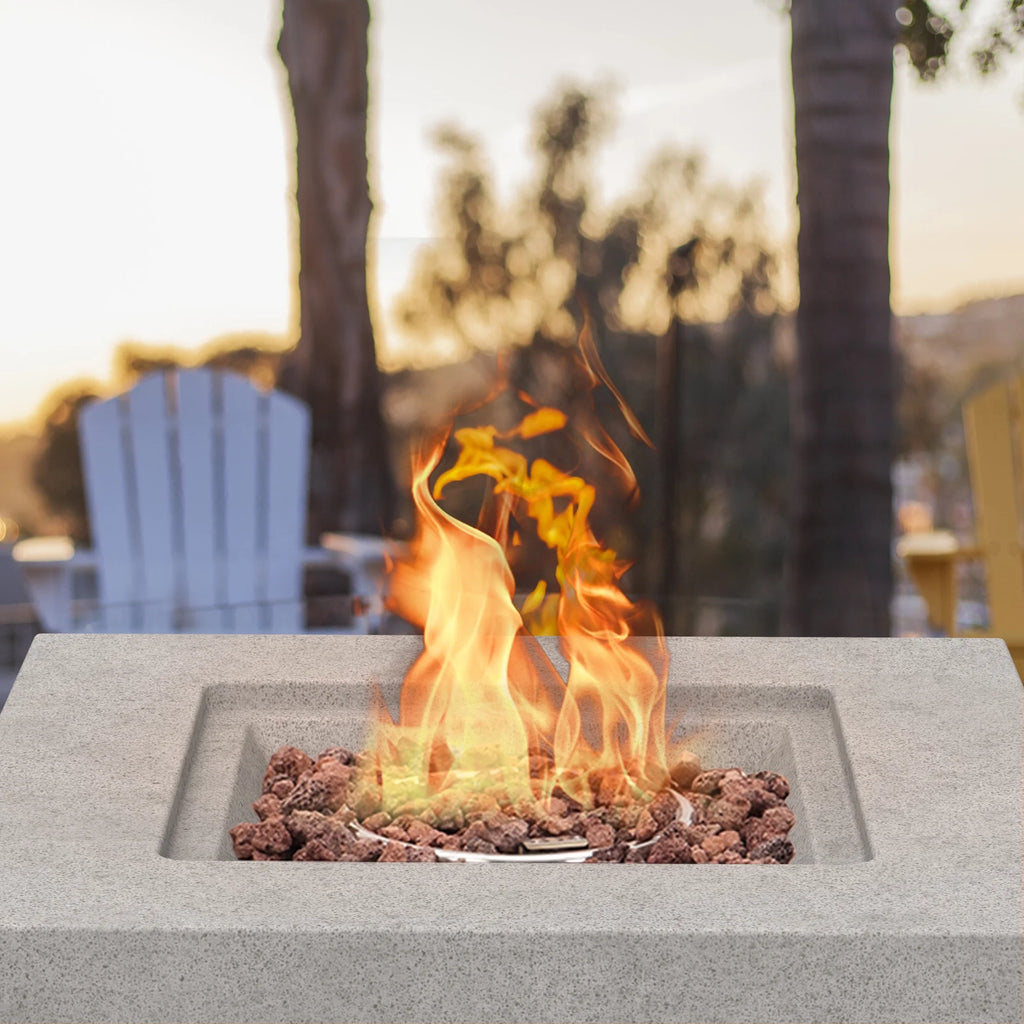 Outdoor Propane Fire Pit 50,000 BTU 35-inch Square Concrete Fire Table U659890