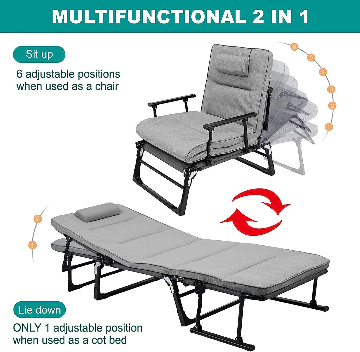 3 in 1 Folding Sofa Bed with Mattress & Pillow G82408
